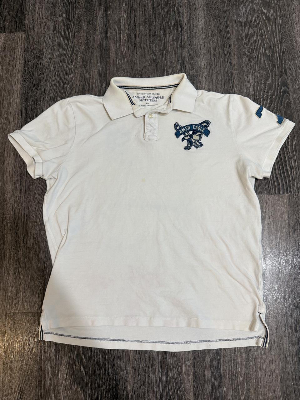 Y2K American Eagle White and Cream Polo – Women's Used Clothing