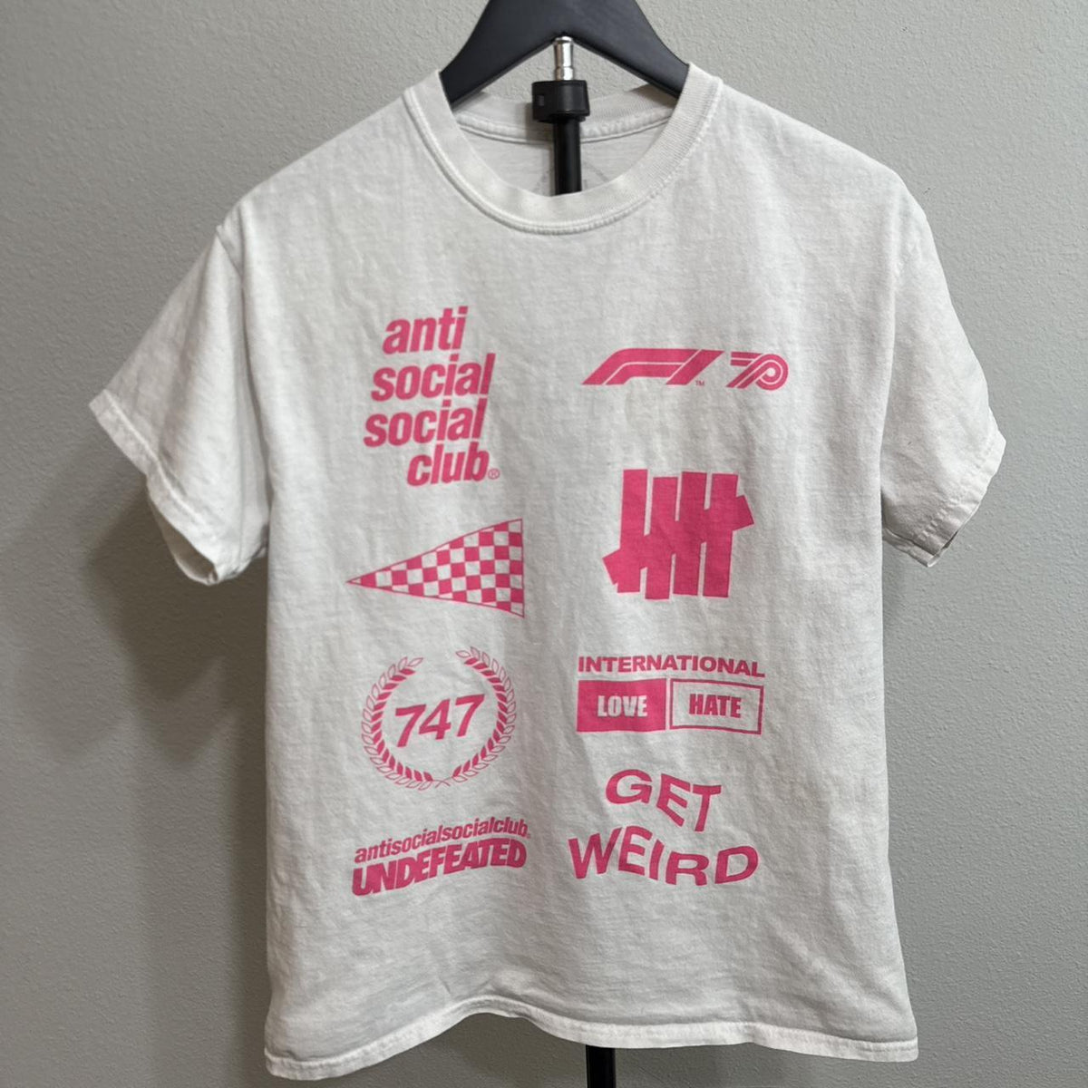 Y2K Anti Social Social Club White and Pink tee – Women's Used Clothing
