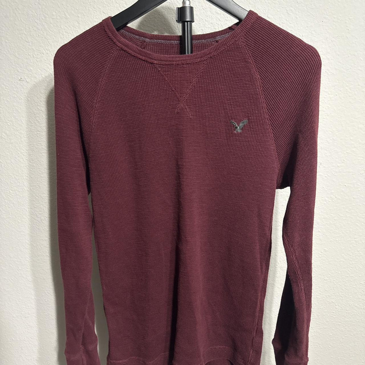 Y2K American Eagle Burgundy and Red Shirt – Women's Used Clothing
