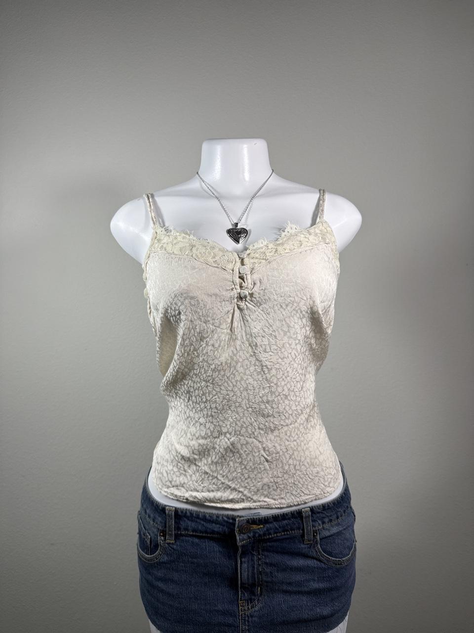 Y2K Coquette Abercrombie & Fitch Cream tank top – Women's Used Clothing