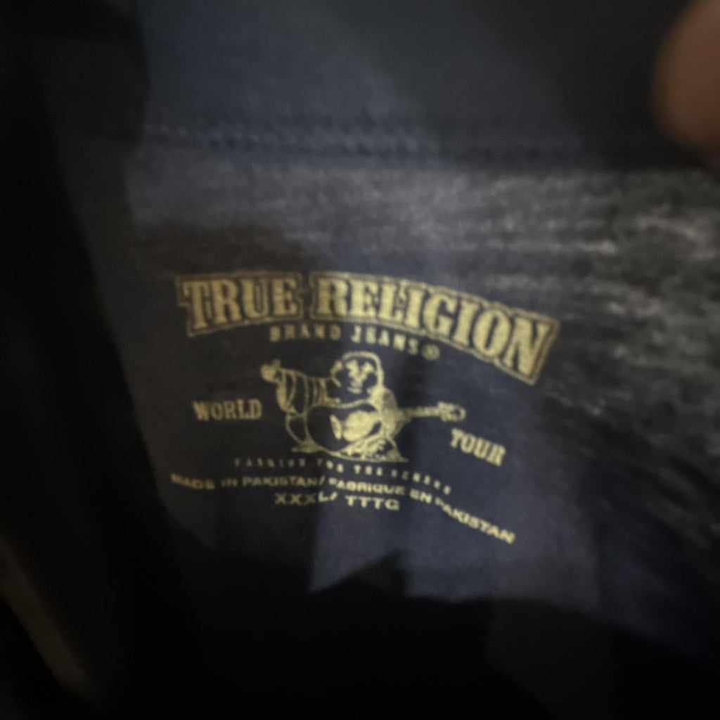 Y2K True Religion Navy and Blue tee – Women's Used Clothing