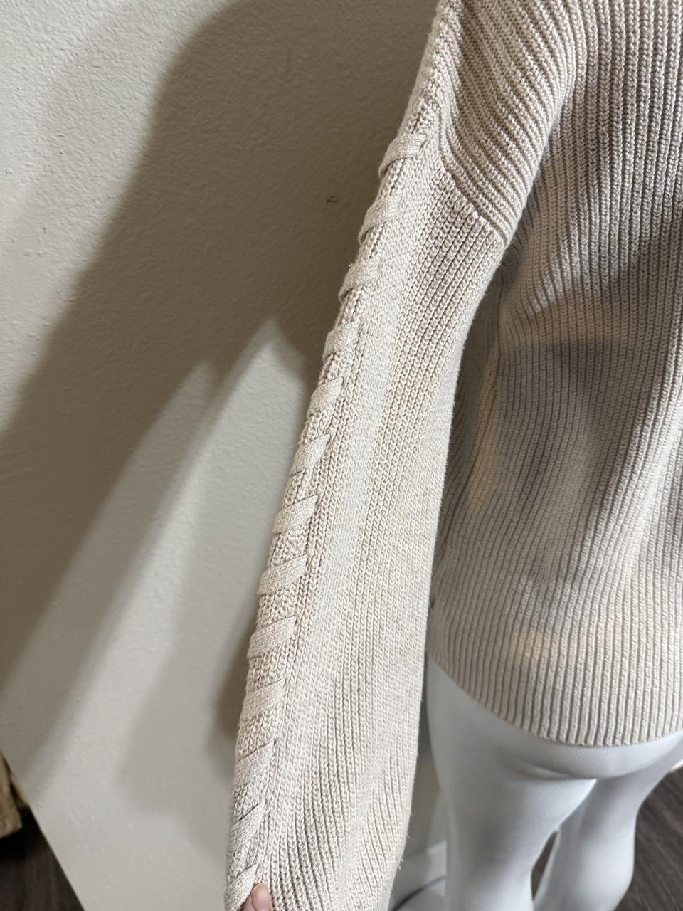 Y2K American Eagle Cream and Tan jumper – Women's Used Clothing