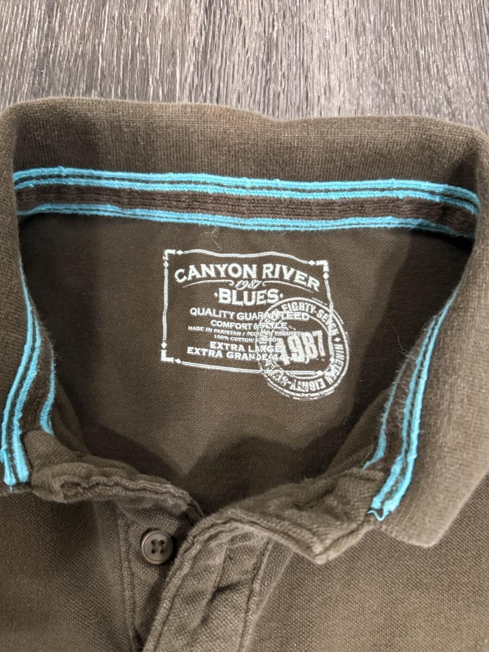 Y2K Canyon River Blues Brown and Green polo – Women's Used Clothing