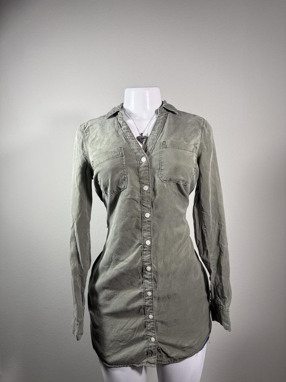 Y2K Abercrombie & Fitch Olive button-up shirt – Women's Used Clothing