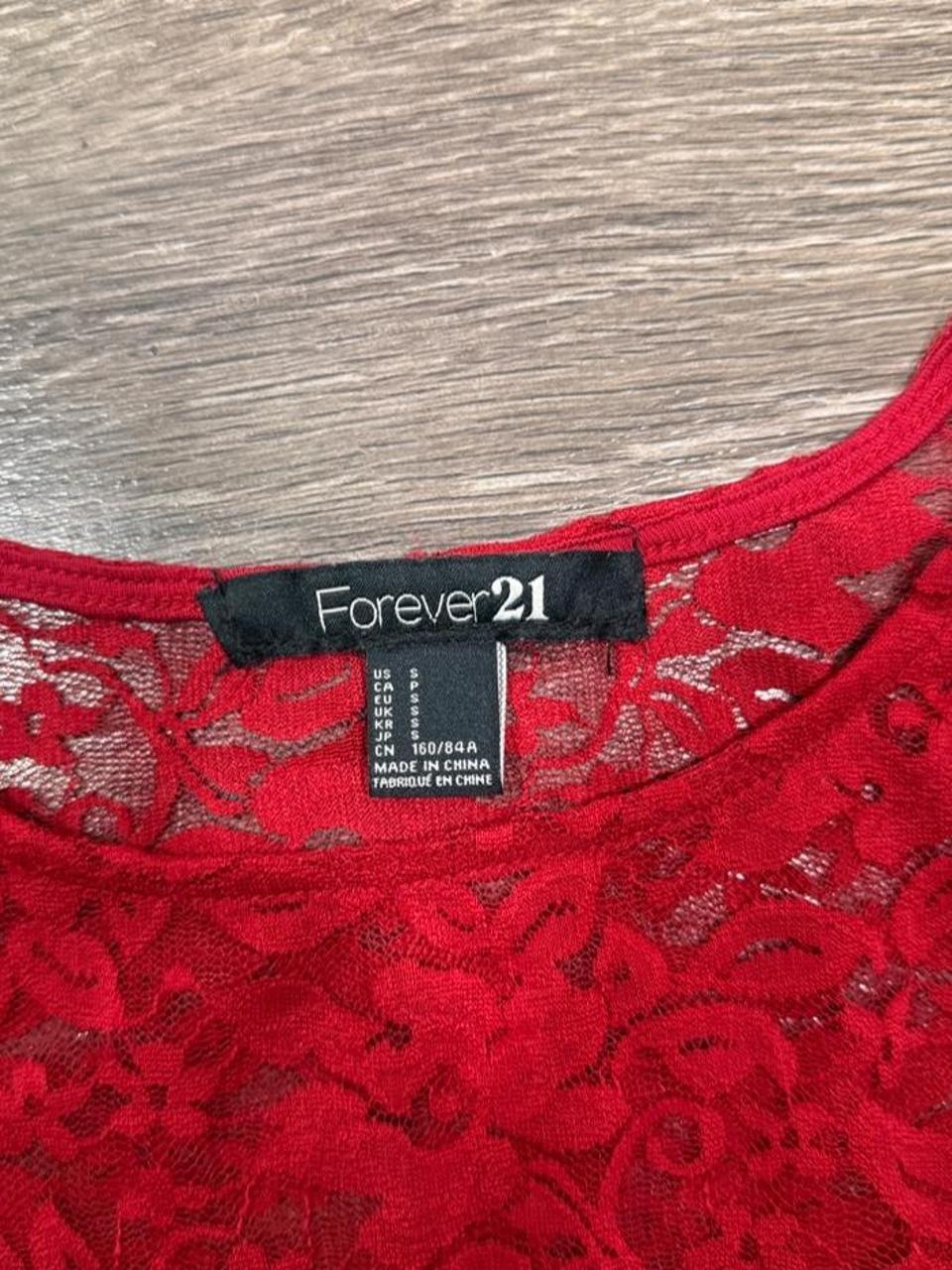 Forever 21 sheer lace top detail, women's Y2K coquette used clothing