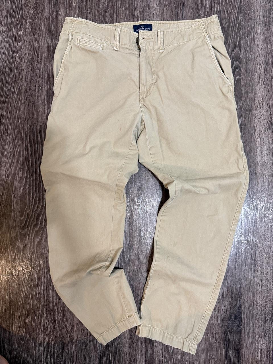 Y2K American Eagle Tan and Cream trousers – Women's Used Clothing