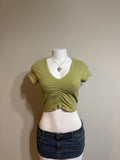 Y2K American Eagle Olive crop top – Women's Used Clothing