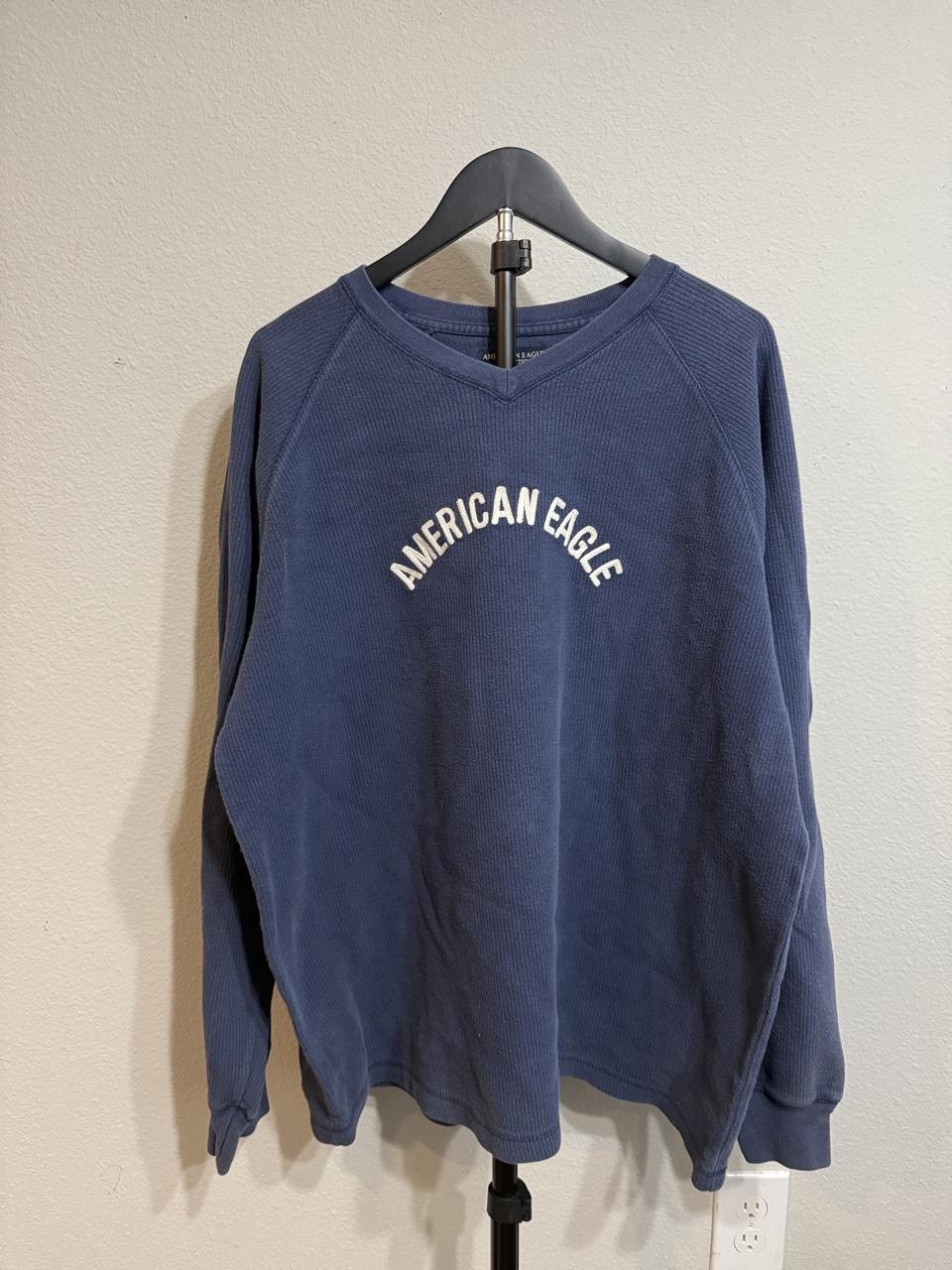 Y2K American Eagle Navy and Blue Shirt – Women's Used Clothing