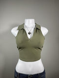 Y2K Abercrombie & Fitch Olive halter top – Women's Used Clothing