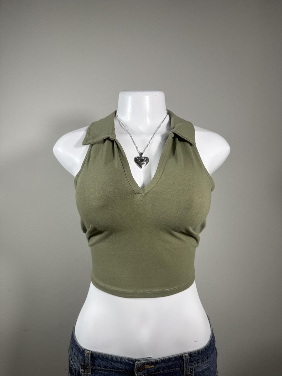 Y2K Abercrombie & Fitch Olive halter top – Women's Used Clothing