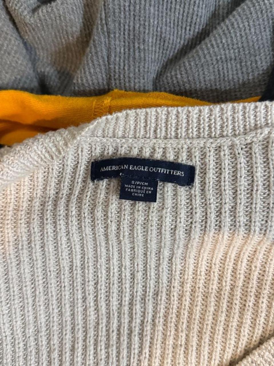 Y2K American Eagle Cream and Tan jumper – Women's Used Clothing