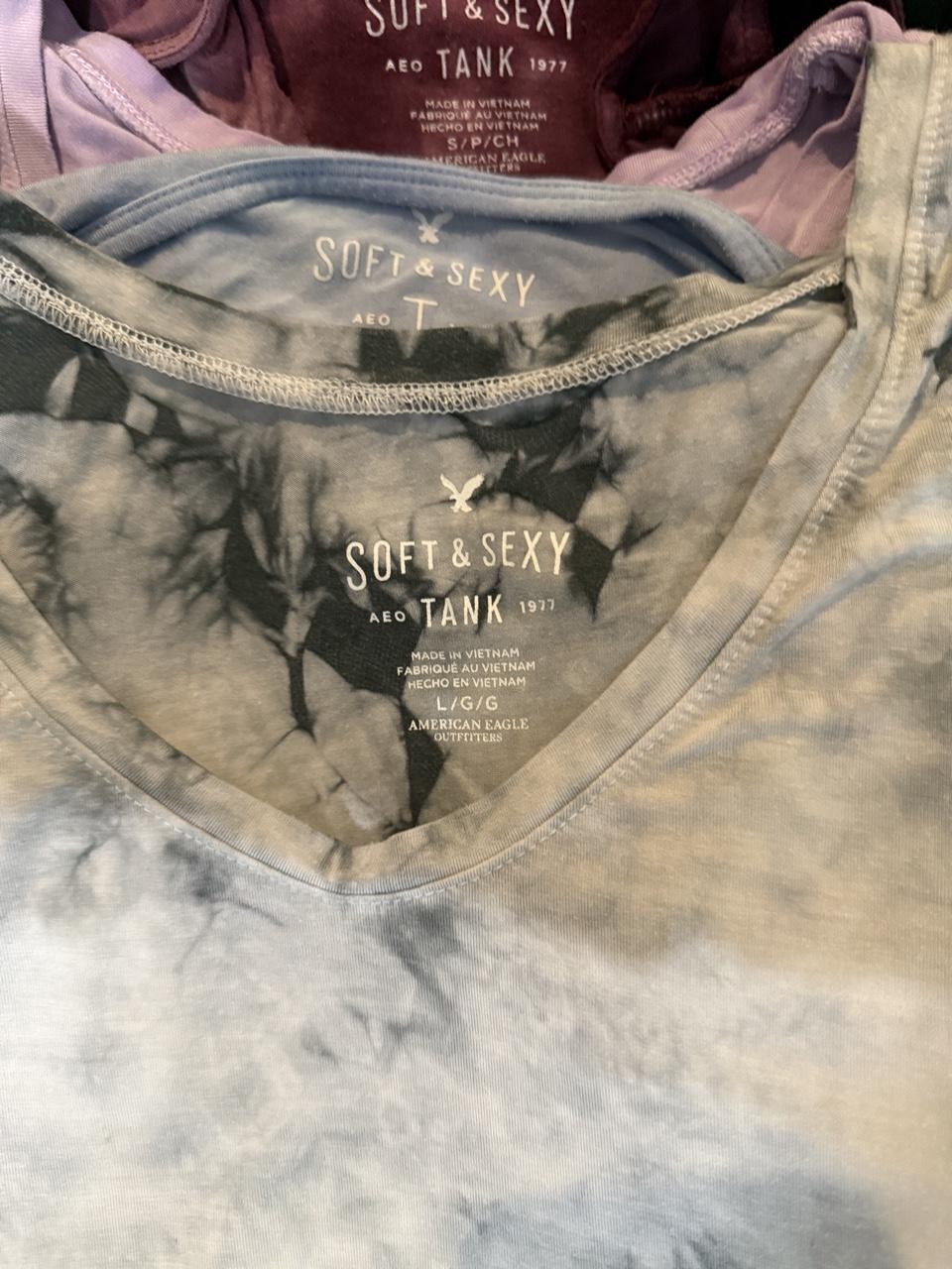 Y2K American Eagle Grey and White tank top – Women's Used Clothing