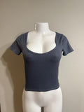 Y2K Hollister Co. Grey and Blue shirt – Women's Used Clothing