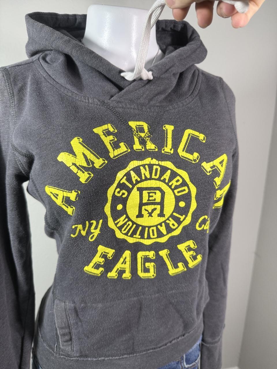 American Eagle gray graphic pullover hoodie, women's Y2K style, back view