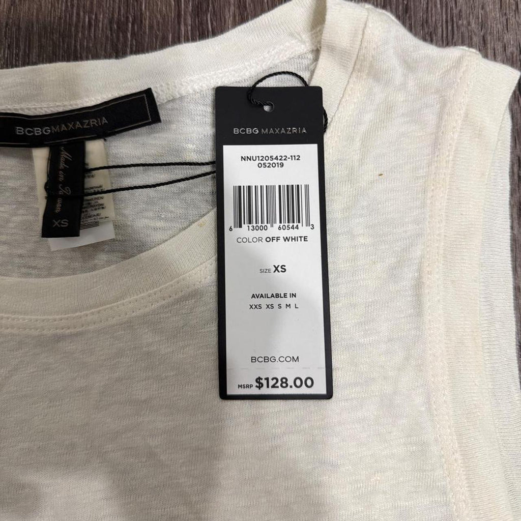 Y2K BCBGMAXAZRIA Cream and White tank top – Women's Used Clothing