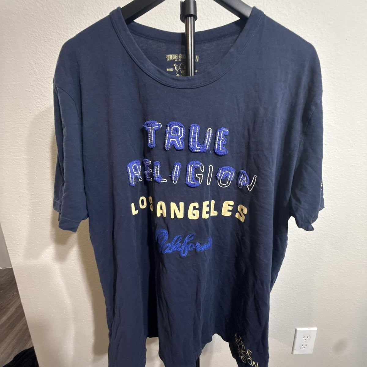 Y2K True Religion Navy and Blue tee – Women's Used Clothing