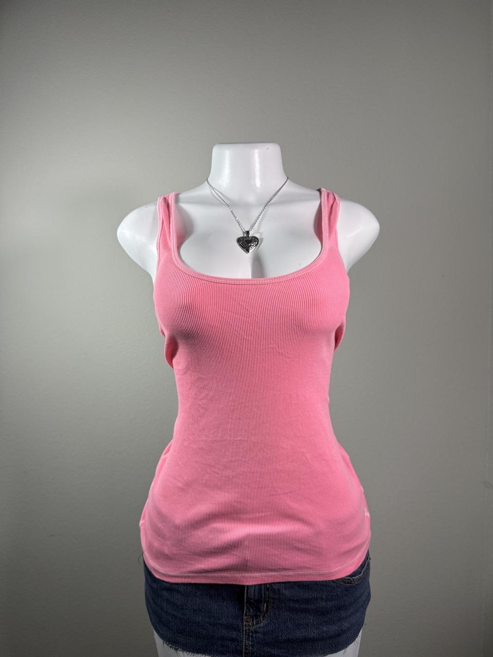 Vintage American Eagle boyfriend ribbed tank top, women's Y2K used clothing, front view