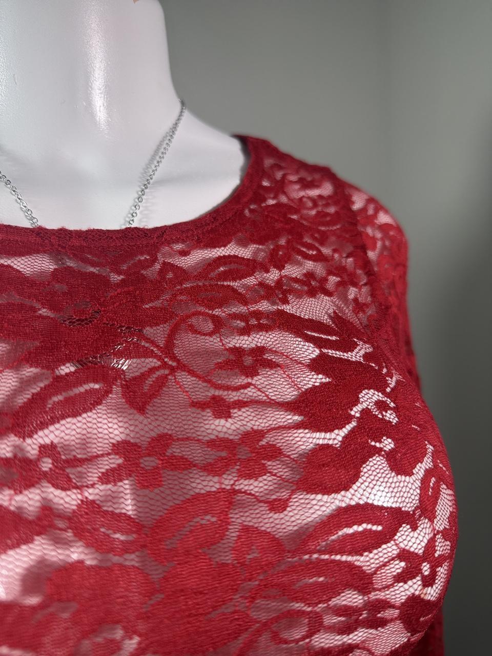 Forever 21 sheer lace long sleeve top, women's Y2K used clothing, back view