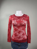 Forever 21 sheer red lace long sleeve top, women's Y2K coquette used clothing, front view
