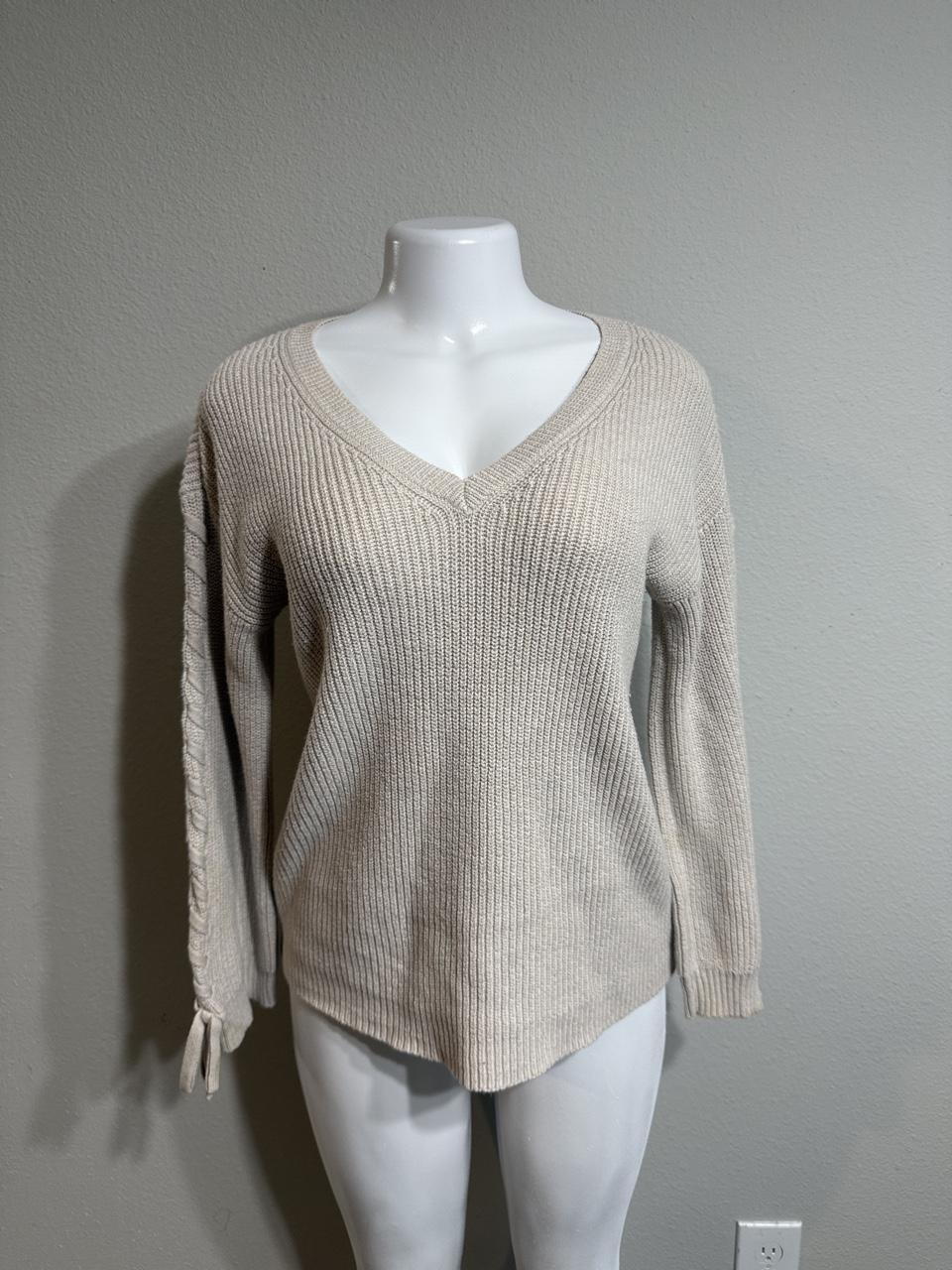 Y2K American Eagle Cream and Tan jumper – Women's Used Clothing