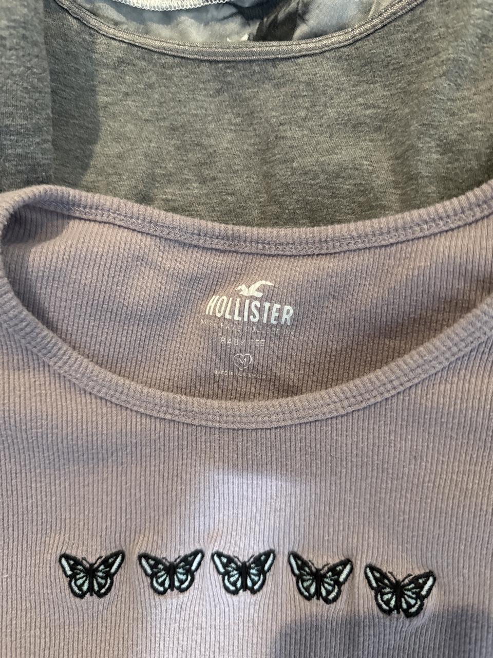 Y2K Hollister Co. Grey and Purple crop top – Women's Used Clothing