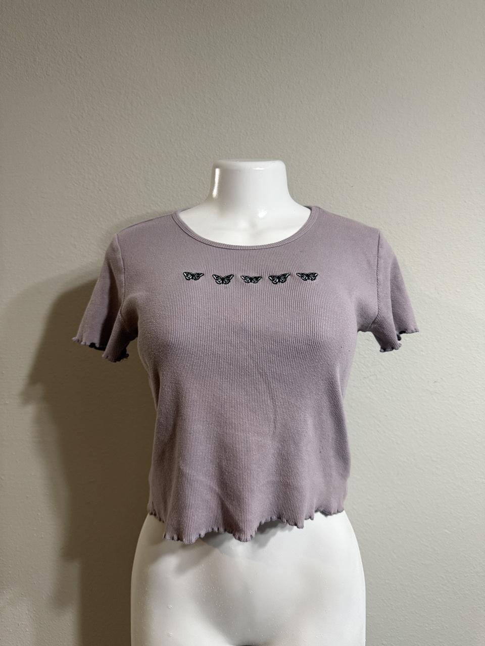 Y2K Hollister Co. Grey and Purple crop top – Women's Used Clothing